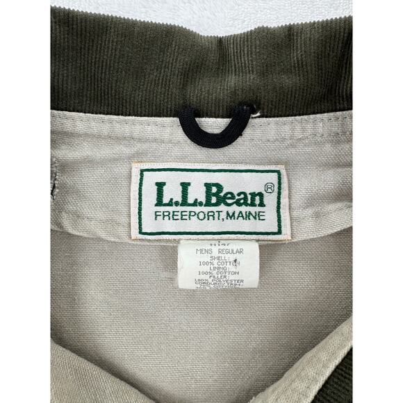 Vintage LL Bean Mens Barn Coat Chore Jacket Beige Tan Canvas Cotton Large 70-80s - Picture 4 of 7